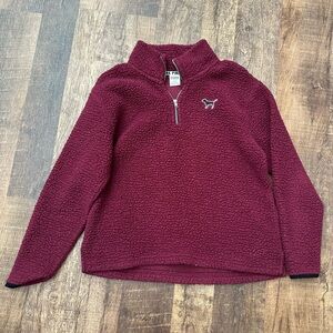 PINK Victoria's Secret Maroon Quarter-Zip Sweater
